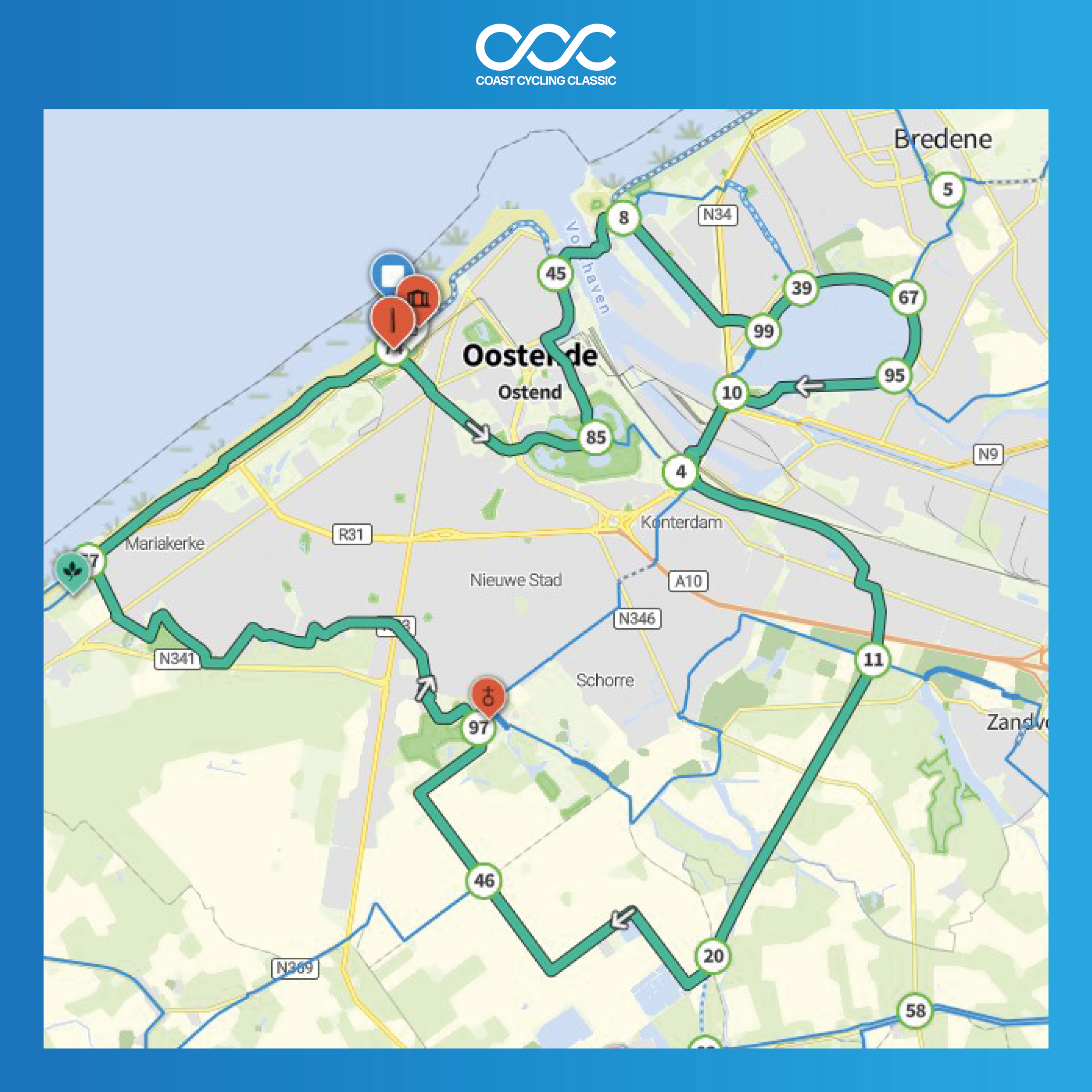 OOSTENDE FIETST -  Parcours 25km